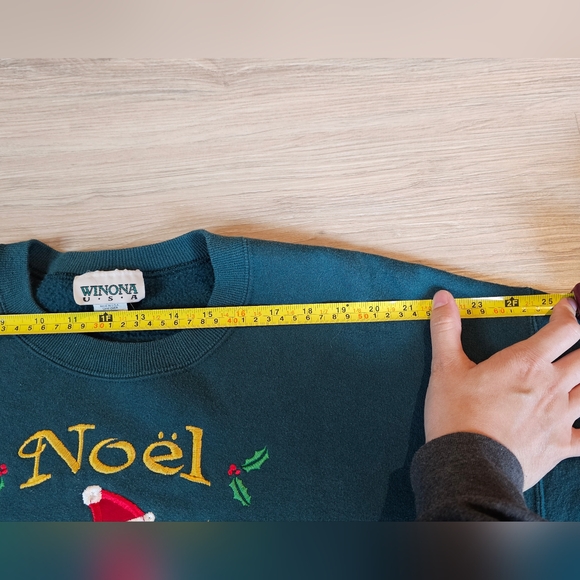Vintage Christmas Santa Claus Noel XL Green Sweatshirt - Picture 9 of 10
